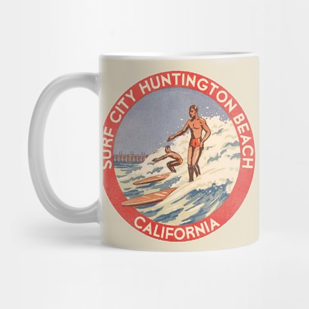 Retro Huntington Beach CA 70s Surf City Souvenir by darklordpug
